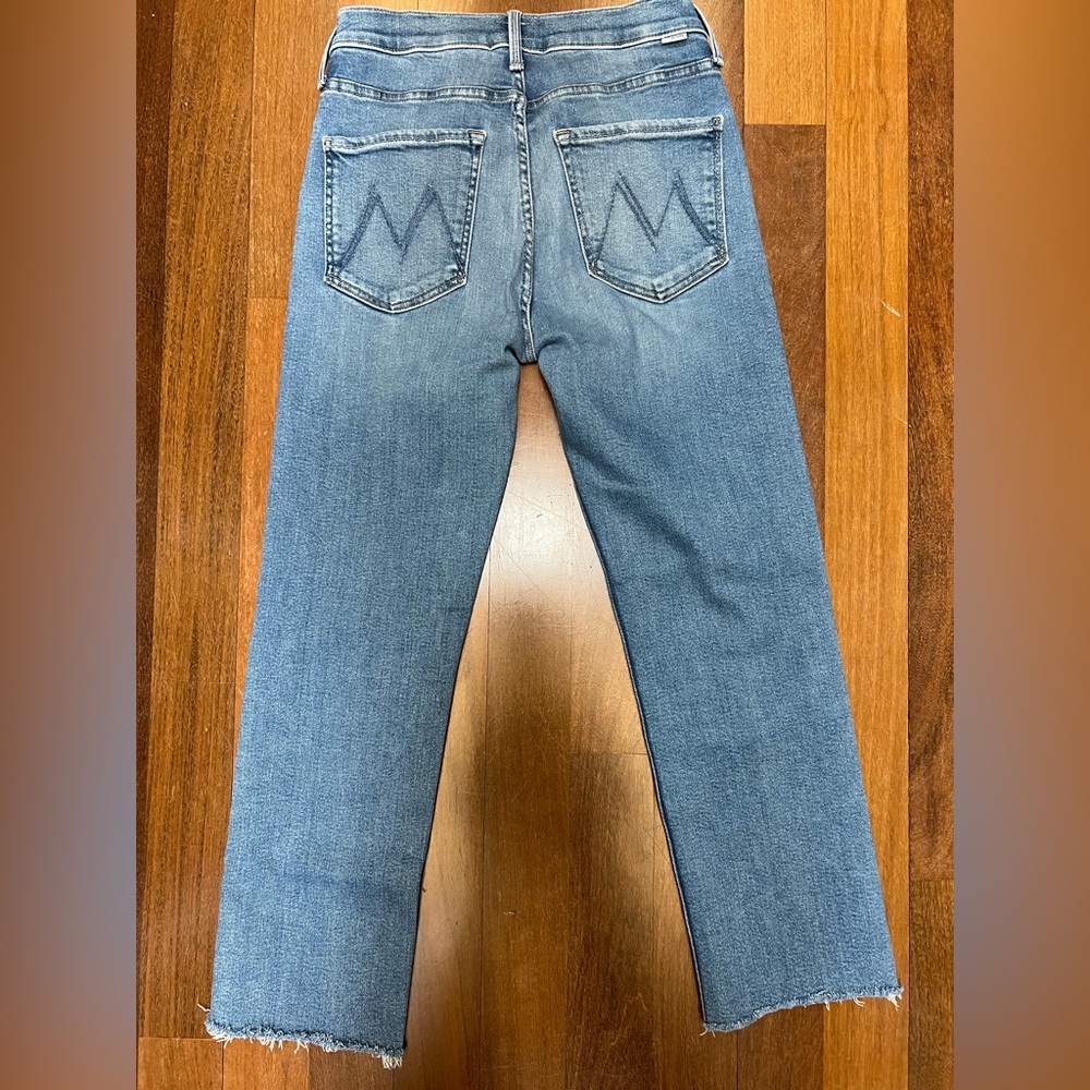 MOTHER Blue Frayed Hem Jeans
